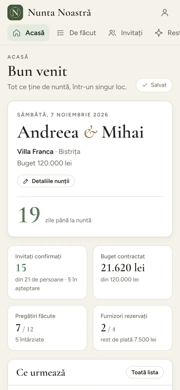 Prima pagină a aplicației